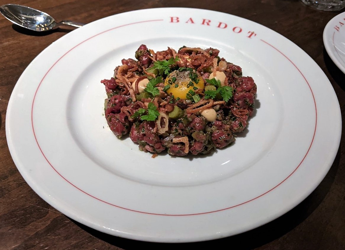 Bardot Brasserie signature dishes Steak Tartare
Honey 's Beef Short Ribs
Beef Wellington